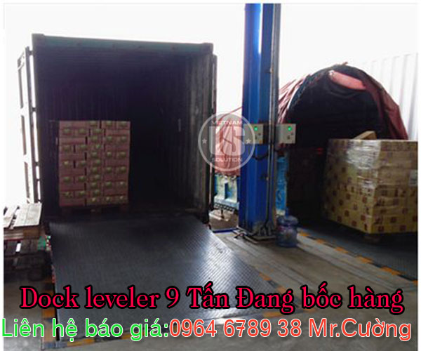 Dock leveler 9 tấn đang bốc dỡ hàng